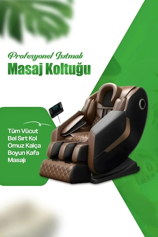Tüm Vücut Bel Sırt Kol Omuz Kalça Boyun Kafa - Isıtmalı Profesyonel Masaj Koltuğu Siyah - Kahverengi