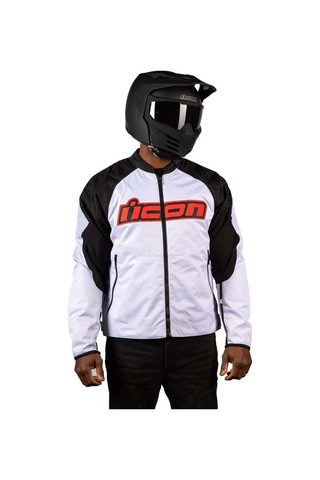 Icon Overlord 3 Korumalı Motosiklet Montu Siyah Beyaz