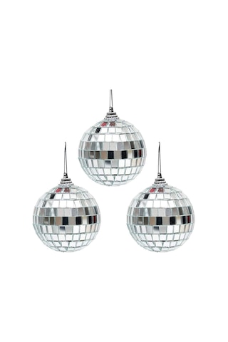 Disco Topu Aynalı Gümüş 8 Cm 3 Lü