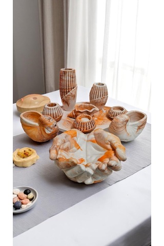 10 Parça El Yapımı Dekoratif Set Mumluklu, Figürlü Özel Tasarım