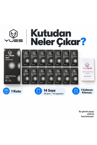 Yues Pap+ Kömürlü Diş Beyazlatma Bandı 28 Şerit 14 Uygulama