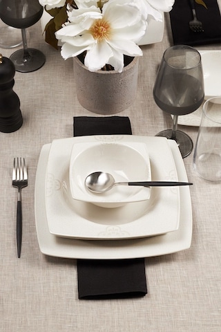 Karaca  Square Bone Royal Lace 24 Parça 6 Kişilik Yemek Takımı