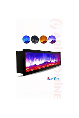 Arif Şömine Dekoratif Elektrikli Yapay Şömine - 150x35x18 Cm - Kumanda, Sabit Çıtırtı Sesi Ve Bluetooth Hoparlör