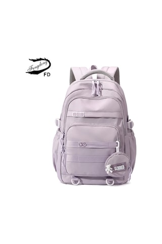 Fengdong Orta Okul Çantaları Kızlar İçin Lise Basit Sırt Çantası Açık Vizon