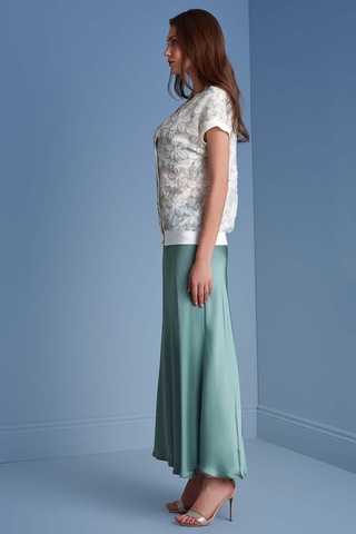 Evaze Kemik Yeşili Saten Etek Kemik Yeşili Yeşil