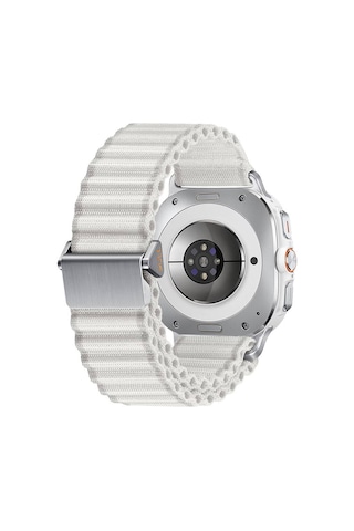 Galaxy Uyumlu Watch Ultra 47mm Zore Krd-120 Naylon Kumaş Hasır Örgülü Kordon-beyaz