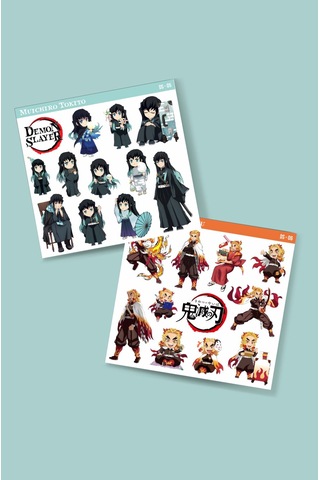 Rengoku-senjuro- Muichiro- Tokito -demon Slayer-2li Çıkartma-etiket-süsleme-