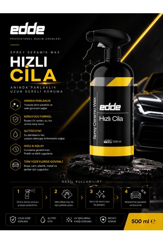 Edde Araba Araç Oto Hızlı Cila 500 Ml Oto Detailing