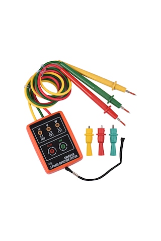 Faz Test Cihazı Taşınabilir 3 Faz Dönüşüm Test Cihazı Faz Sırası Metre Faz Sırası Göstergesi Led Zil İle 60v 600vac Faz Sırası Kontrol Cihazı