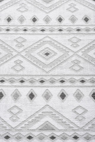 Raschel Carpet Premium Bohem Yıkanabilir Leke Tutmaz Modern Mutfak Halısı Etnik Desen Grı Elips Model Özel Seri Kaymaz Taban Halı Çok Renkli