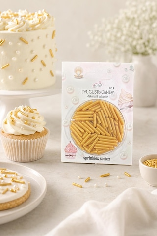 Dr. Gusto Spagetti Şekilli Altın Pasta Süsleme Şekeri