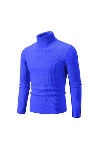 Sonbahar Kış Balıkçı Yaka Kazak Erkekler Sıcak Örme Düz Renk Kazaklar Erkek Slim Fit Rahat Balıkçı Yaka Triko Erkek Kazak Kraliyet Mavisi