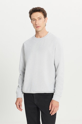 AC&Co / Altınyıldız Classics Standart Fit Normal Kesim Pamuk Bisiklet Yaka Erkek Sweatshirt Gri Melanj