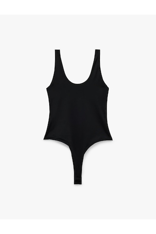 Koton Slim Fit U Yaka Kalın Askılı Bodysuit Siyah 6sak10265ek