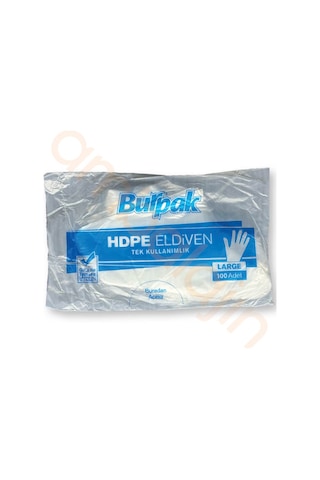 100 Paket Burpak 100'lü Large Tek Kullanımlık Şeffaf Eldiven Hdpe