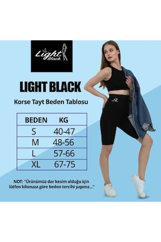 Light Black 2 Beden Sıkılaştırıcı - Doğum Sonrası - Kısa Korse Şort Çift Katlı Korse Siyah