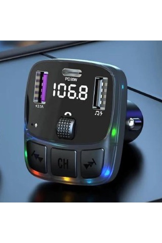 Bluetooth 5.3 Fm Transmitter Araç İçi Pd 30w Çıkışlı Led Renk Seçenekli, 028gnxy83