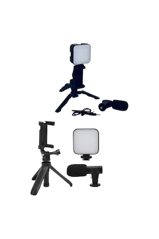Northcity Profesyonel Youtuber Video Kayıt Seti - Mikrofonlu Işıklı Telefon Tutucu Ve Mini Tripod