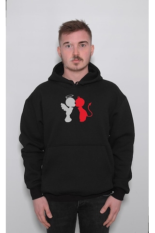 Angel Devil Love Şeytan Melek Aşkı İyilik Kötülük Sweatshirt Unisex Kapüşonlu Hoodie 001