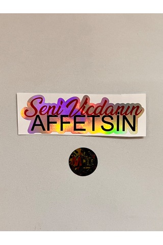 Seni Vicdanın Affetsin Sticker Jdm Araba-motosiklet Cam Etiket Baskes Hologram 16x5cm Çok Renkli
