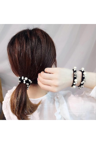 Zarif Bayan Kızlar Moda İnci At Kuyruğu Tutucu, Elastik Saç Aksesuarları Kristal Saç Halatları Kadınlar Ve Kızlar İçin 10 Adet Çok Renkli