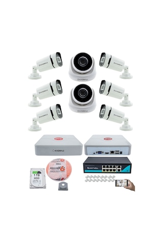 Ip Güvenlik Kamera Seti 2 İç Mekan , 6 Dış Mekan Kdj-2ın6out-v2