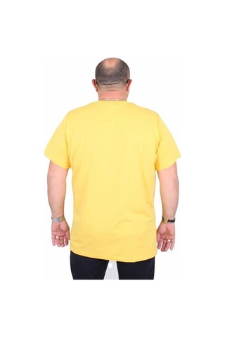 Starbattal Erkek Büyük Beden Sıfır Yaka Tişört Lets Go 25161 Sarı Sarı