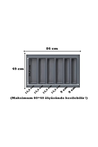Cm. 6 Bölmeli Gri Çekmece Içi Düzenleyici Kepçelik 80 40 Cm'e Kadar Kesilir Maket Bıçağı Hediye Çok Renkli