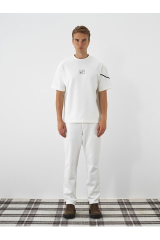 Xint Ekru Esnek Dokulu Oversize Tişört 502286