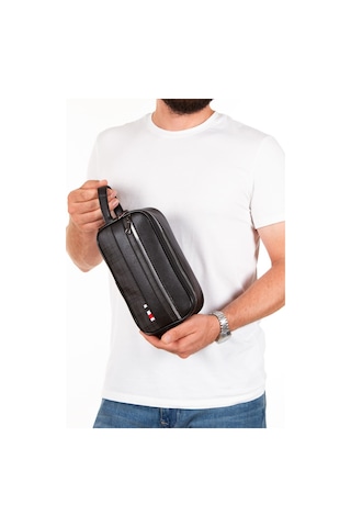 Ekose Detaylı Traş Seyahat Portföy El Çantası Siyah