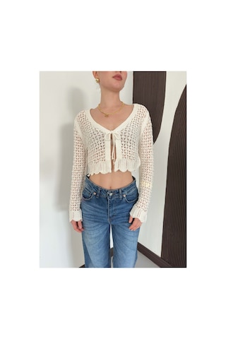 Verymoda Ajurlu Triko Hırka Krem