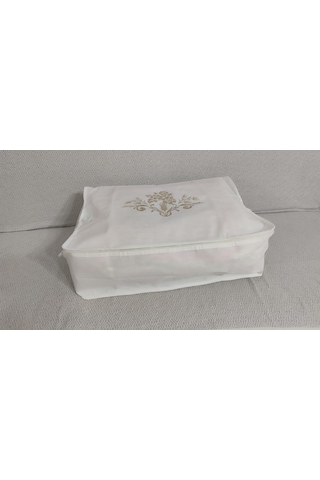 4 Lu Desenli Baza Altı Çekyat Hurç 60 40 22 Cm Beyaz