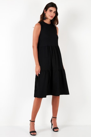Lela Regular Fit Kolsuz Midi Bayan Elbise 5869008 Siyah