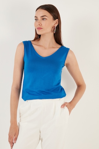 Lela Slim Fit V Yaka Kalın Askılı 2' Li Paket Bayan Bluz 5864384S2 Siyah-Saks