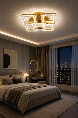 LumiaLighting Yakamoz Model 5"li Gold 3 Renk Modu Ledli Modern Tavana Sıfır Salon Mutfak Çocuk Yatak Odası Led Avize Altın