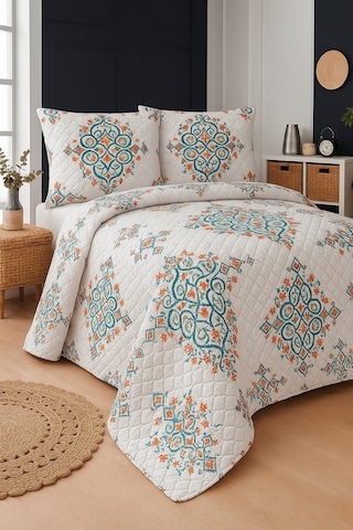 Canary Çift Kişilik Kapitone Dolgulu Pike 4 Mevsim Baklava Dsn Yastık Kılıfı Dahil 200x230cm Çok Renkli