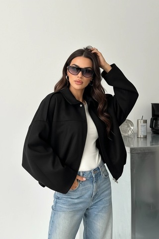 Cemo Basic Crop Gömlek Ceket Shacket Camel Basic, Crop, Gömlek Siyah