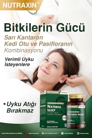 Nutraxin Naturel Sleep 60 Kapsül - Sarı Kantaron, Pasiflora, Kedi Otu