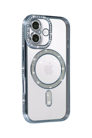 Sptmgldı Newface Apple Apple iPhone Uyumlu  17 Joke Simli Magneticsafe Kılıf - Mavi