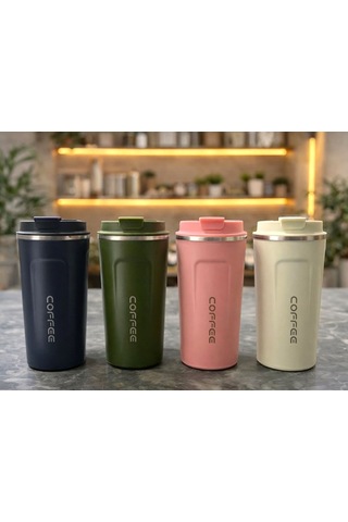 Delux Serisi Dış Mekan Bardağı Taşınabilir Kap Kulplu Kupa 500 Ml Paslanmaz Çelik Termos Mug Çok Renkli