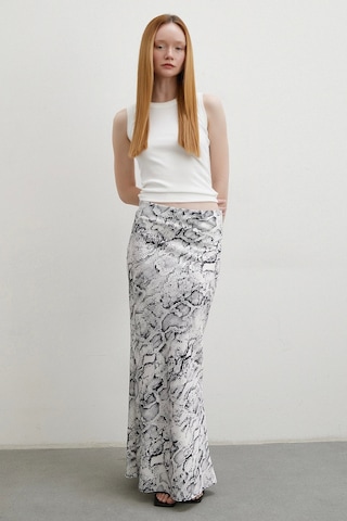 Desenli Maxi Verev Etek Beyaz Beyaz