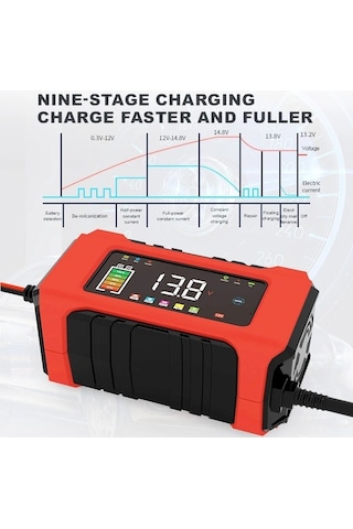 Novahub 12 V 6a Tam Otomatik Araç Akü Şarj Cihazı Akıllı Darbe Onarım Renkli Ekran Agm Yellow Eu Plug