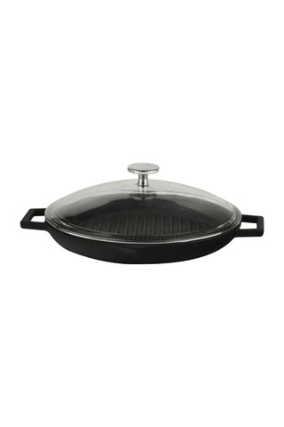 Yuvarlak Izgara Tava Çap 30 Cm Cam Kapak Çok Renkli