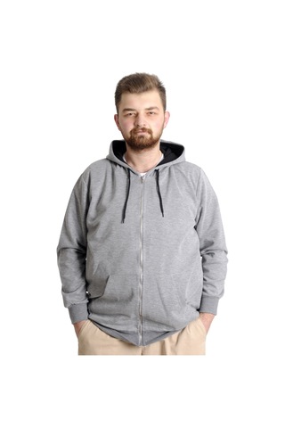 Mode Xl Erkek Hırka Kapson Fermuarlı Steel Interlock 21600 Gri Melanj 001