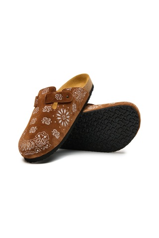 Comfortfusse Folk Capri - Erkek Ortopedik Deri Sabo Terlik Taba Süet Deri