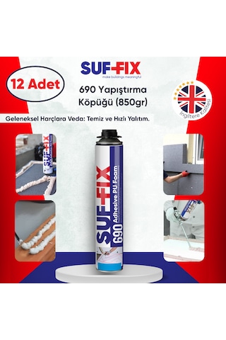 Suf-fix 690 Pu Yapıştırıcı Köpük 750ml 12 Adet Toptan Paket Montaj Köpüğü 12 Adet