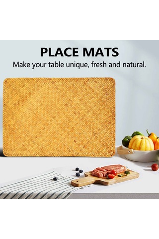 Xiaaokeji 4'lü Paket, Doğal Denizotu Amerikan Servisi El Dokuma Hasır Çay Fincanı Altlığı Kahverengi