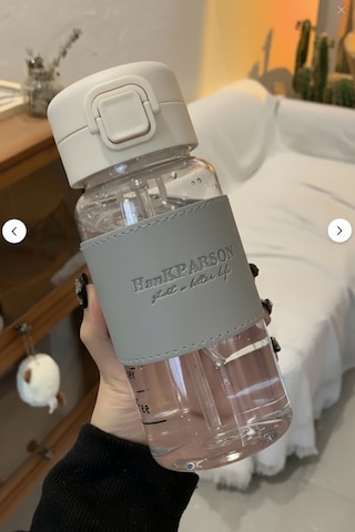 500 Ml Pipetli Plastik Suluk- Deri Kaplamalı-taşınabilir-sızdırmaz-öğrenciler Uygun Gri