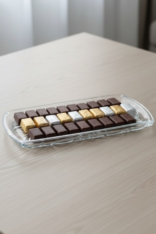 Cam Dikdörtgen Sunumluk Tabak 18x33 Cm Şık Servis Ve Sunum