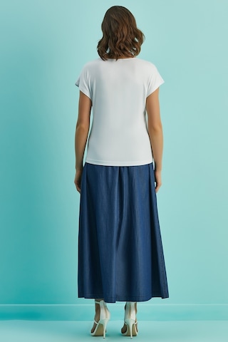 Kloş Mavi Pamuklu Etek Mavi